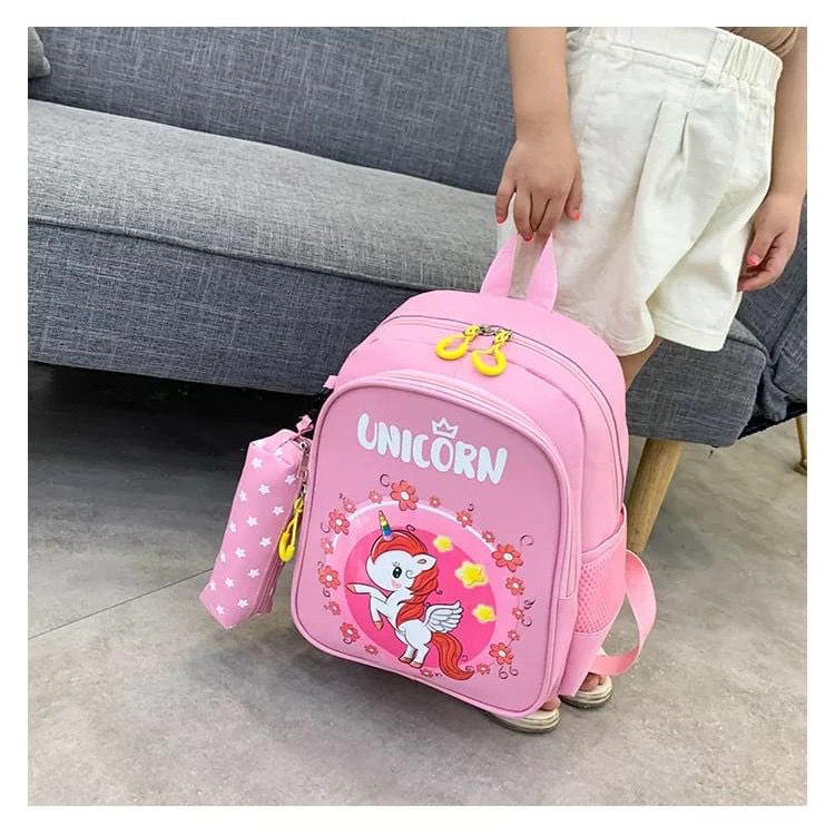 RB17 Tas Ransel Anak Perempuan Unicorn Crown Tas Sekolah Anak Paud TK SD SMP Backpack Anak Karakter