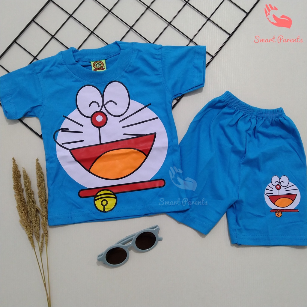 Smart Parents - Setelan Baju dan Celana Karakter DORAEMON SET Pakaian Fashion Anak Bayi Lucu Laki La
