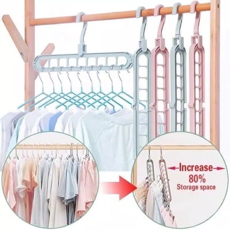 Jc Acc Magic Hanger Instan Gantungan Baju Lemari Pakaian Wonder Hanger 9 in 1 Ajaib Import