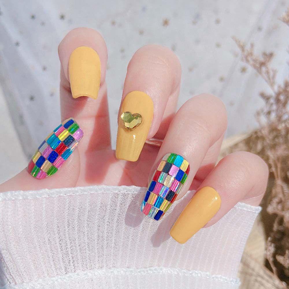 Mxbeauty 3D Stiker Kuku Fashion Shiny Butterfly Manicure Persegi Panjang Nail Art Ornamen Nail Paillettes Set