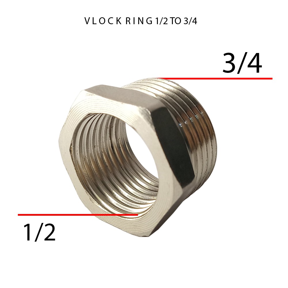 Vlok Ring 1/2&quot; to 3/4&quot; / Drat 1/2&quot; Untuk Keran Drat 3/4&quot; Untuk Pipa Peralon