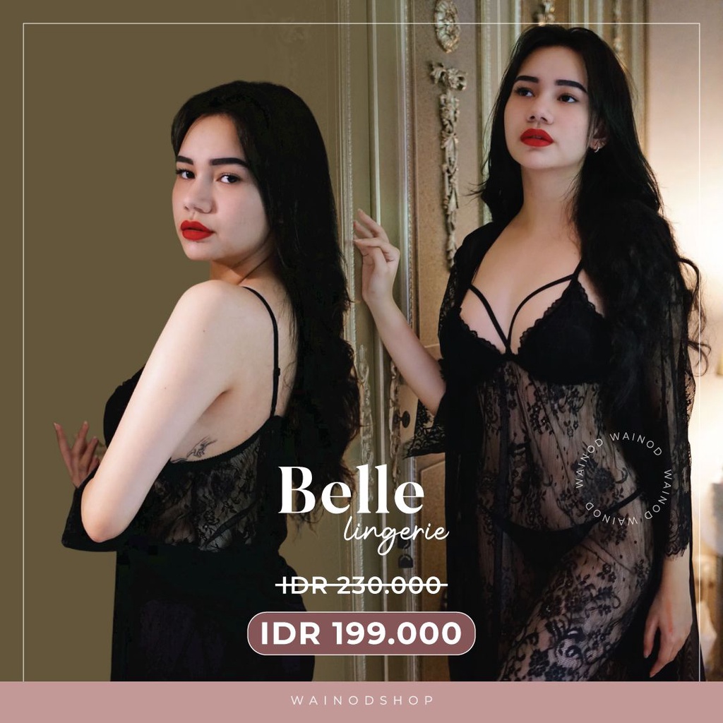 BELLE S-2XL sexy lingerie set (dress + kimono) - WAINODSHOP