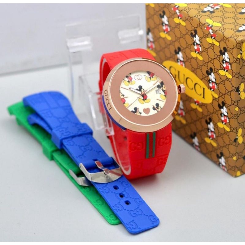 Jam Tangan Pria Wanita Rubber Strap Cadangan Box dan Baterai Cadangan Rubber