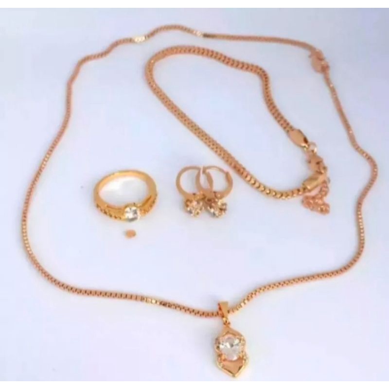 1 set perhiasan wanita premium / set wanita dewasa cuping anti luntur lapisan emas24k