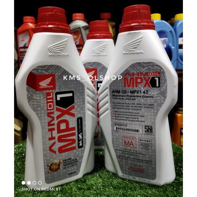 Oli AHM MPX1 MPX 1 1000 ml SAE 10W-30 SL JASO MA AHM OIL 1 Liter Oli Honda Asli