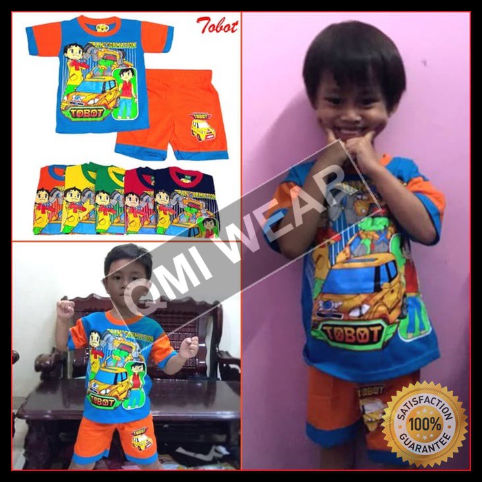 Stelan Baju Anak Laki/ Kaos Anak Cowo/ Baju Anak Tobot/ Kaos Anak Tobok/ Stelan Kaos Anak/Baju Tobot
