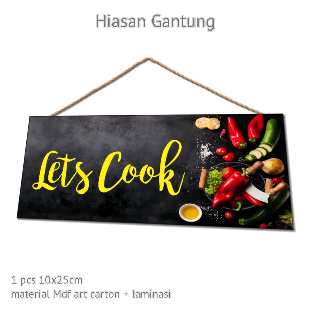 poster kayu hiasan dinding gantung - SERI LETS COOK