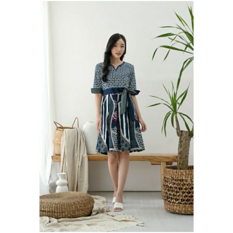 Dress Batik Wanita Lengan Panjang 3/4, 263 AMM#