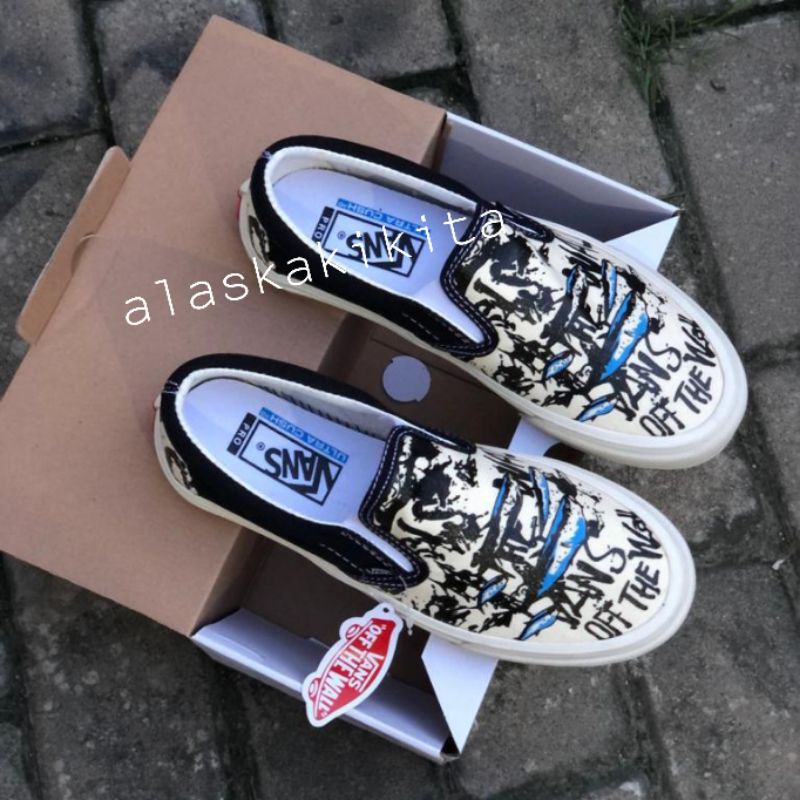 V4ns Slip On Moma Blue Tuna Kualitas Premium / Van5 Slip On Hippie Pria Wanita