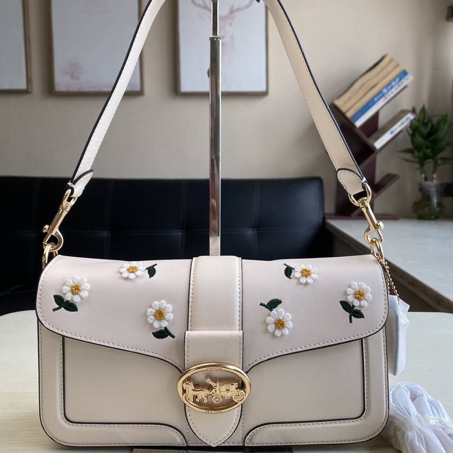 COACH C3594 tas fashion all-match baru tas daisy kecil tas bahu / tas selempang putih murni