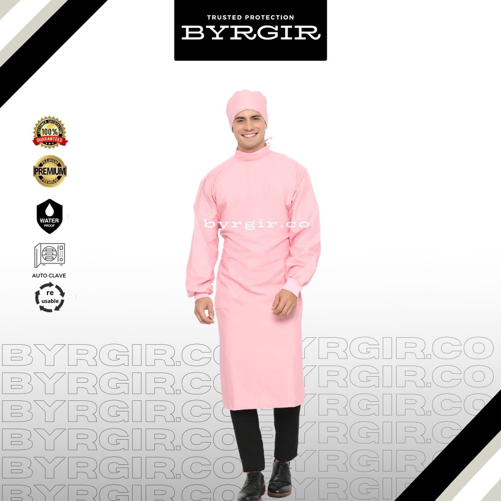 BYRGIR Surgical Gown Baju Operasi Katun Oxford Waterproof APD