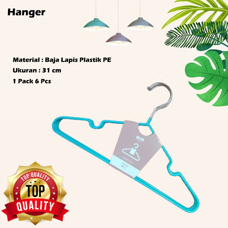 Hanger Baju 1 Pack 6 Pcs / Gantungan Baju / Hanger ( Uk 31cm )