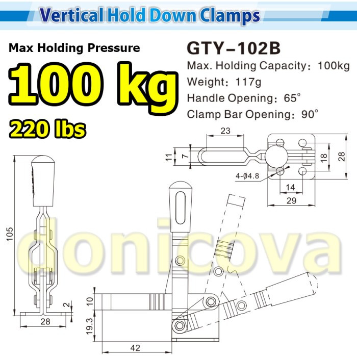 Toggle Clamp Vertical GH 102B GTY 102 B setara WIPRO TCV-906 100kg