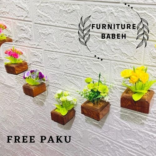 FURNITURE HIASAN RANGKAIAN BUNGA MAWAR MINI SET POT TEMPEL DINDING BUNGA PLASTIK ARTIFISIAL HIASAN DINDING , HIASAN POJOK RUANGAN HIASAN MEJA