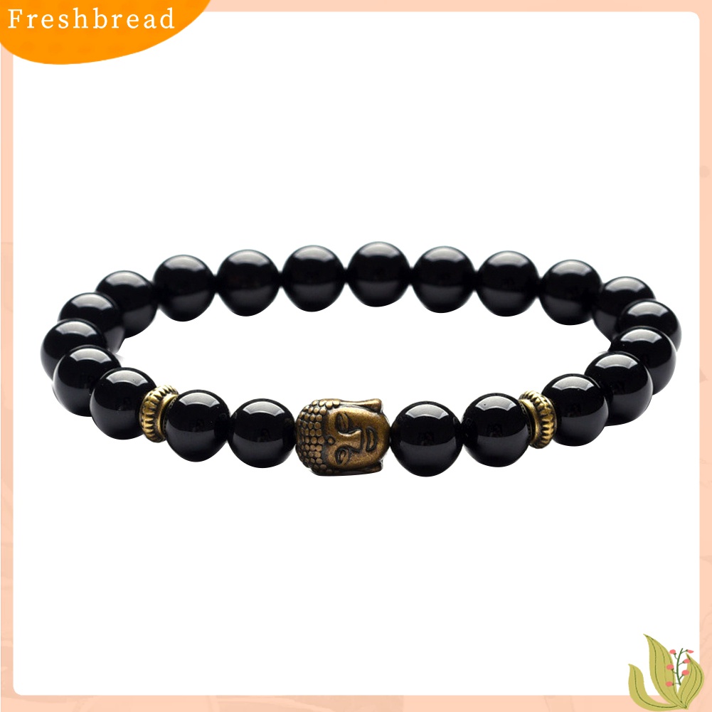 [TERLARIS]2Pcs/Set Vintage Unisex Beads Buddha Head Yoga OM Pendant Bracelets Jewelry Gift