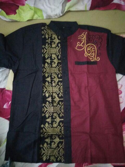Baju Batik Koko Kombinasi Bordir Reguler M L Xl Original