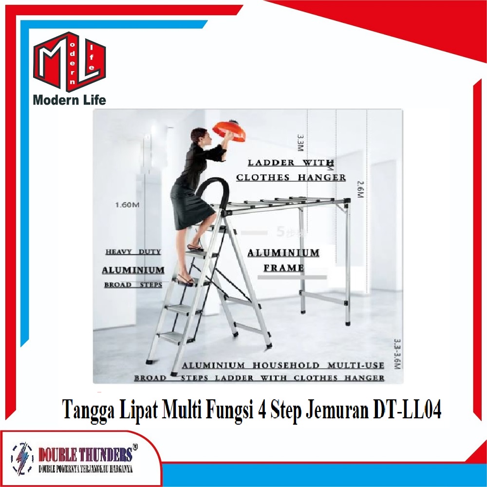 Tangga Lipat 4 Step 90cm Portable Serba Guna DT-LL04 2in1