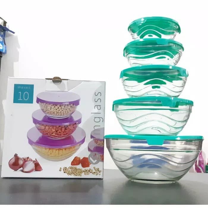 Mangkok Kimglass/elegante  Set Salad Bowl Sets satu set isi 5