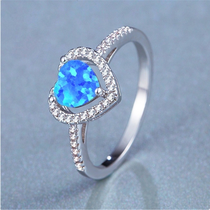 New cross-border jewelry opal diamond love ring