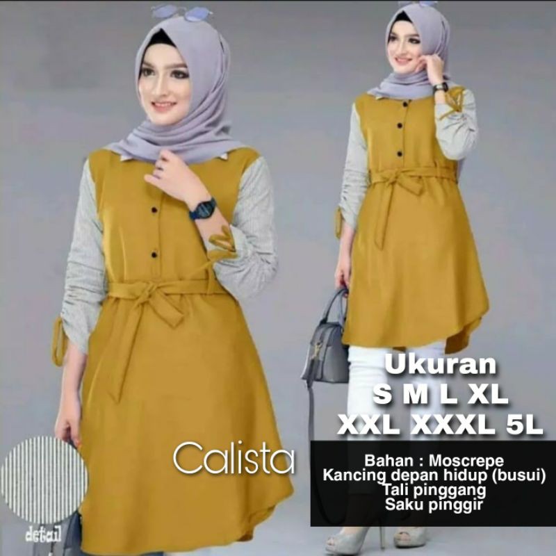 Calista Tunik Big Size Ukuran Size S M L XL 2XL 3XL 4XL XXL XXXL  XXXXL 2L 3L 4L 5L  Tunik Wanita Jumbo Big Size Over Size