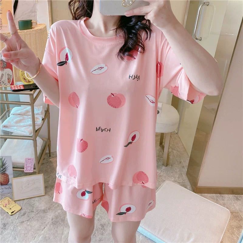 Baju Tidur Wanita Lengan Pendek Import Motif Kartun Pakaian Wanita Set Piyama