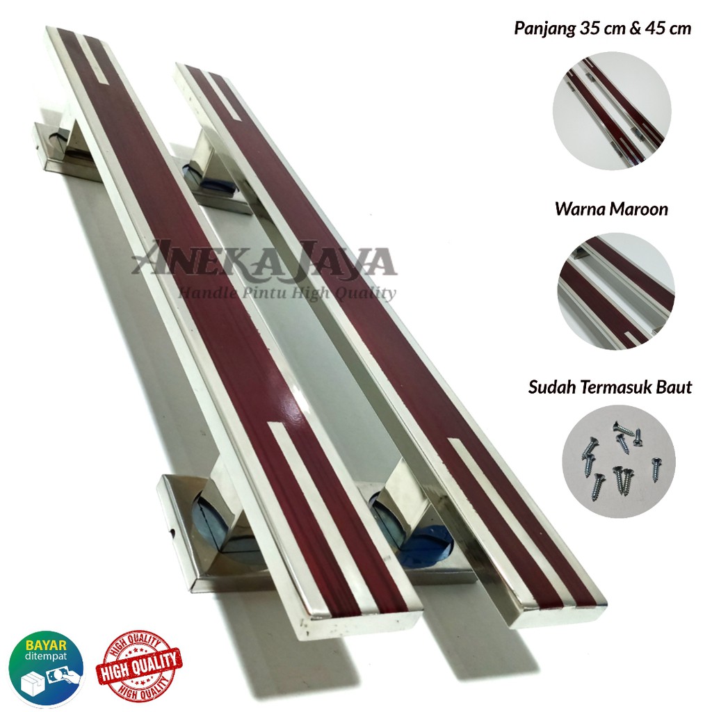 Satu set handle pintu rumah 35 cm 45 cm 60 cm murah modern tarikan pintu stainless gagang pintu baru