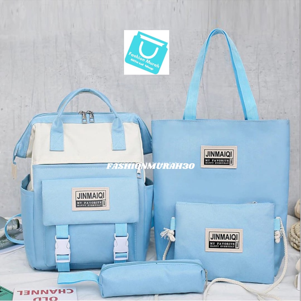 Tas Ransel 4 in 1 Limited Edition Tas Sekolah Backpack Wanita Tas Satu SET - BISA PILIH WARNA