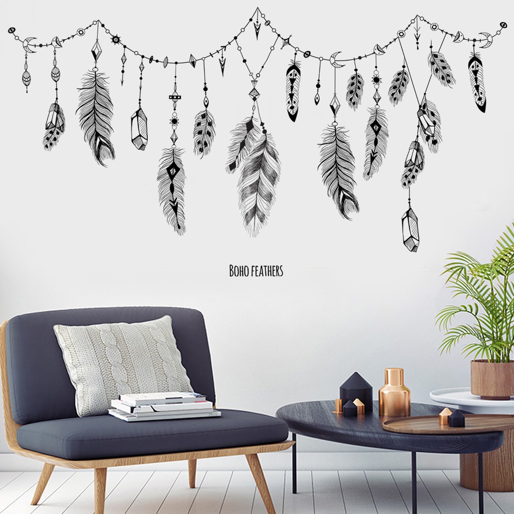 RELIZA WALL STICKER DREAM CATCHER DREAMCATCHER BULU AYAM STIKER DINDING JM7339