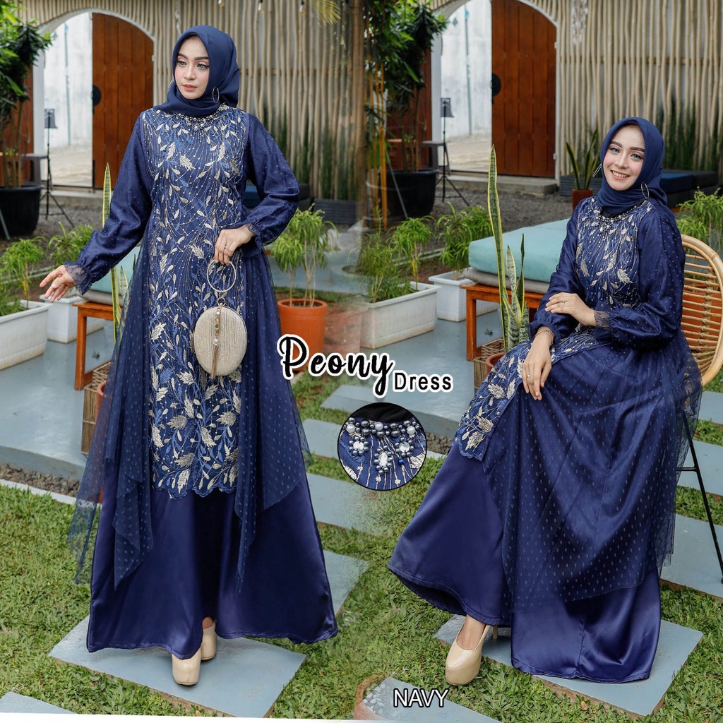 Gamis Syari PEONY maxi lebaran UMROH Muslim JUMBO-6