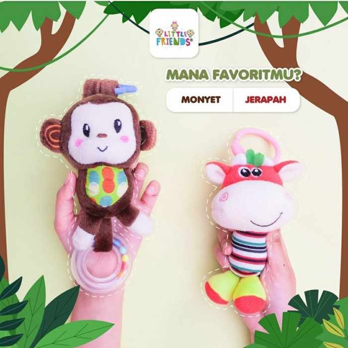 LITTLE FRIENDS Boneka Gantung Rattle Mainan Bayi Gantungan Stroller