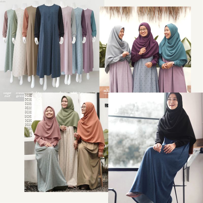 GAMIS DOTLY POTI by Hijab Alila Gamis Dotly Motif Polkadot Lengan Polos