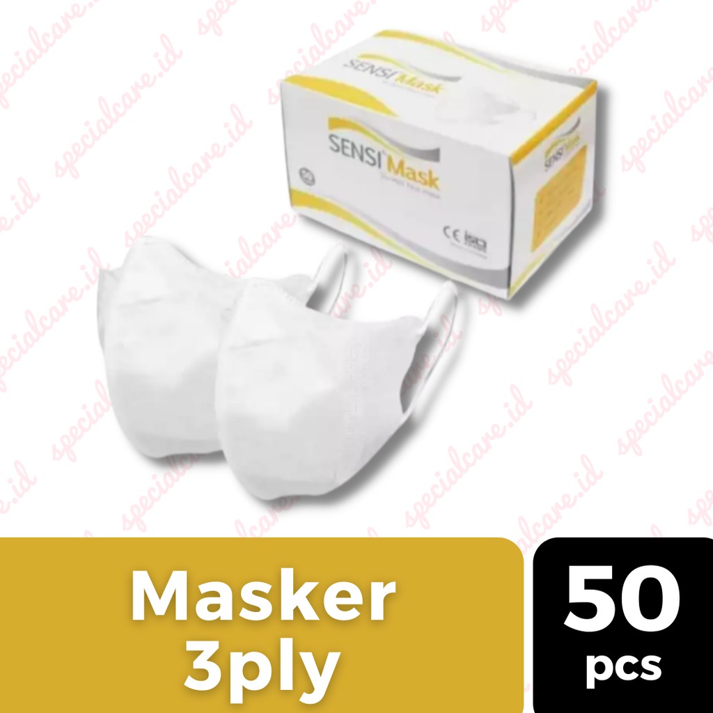 Sensi Mask Masker 3ply Duckbill isi 50 1 dus Embos Original Dewasa Earloop
