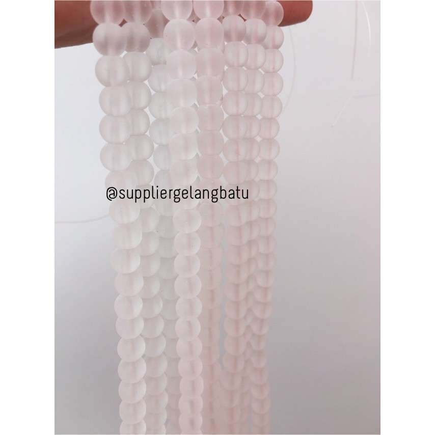 Batu Kuarsa Bening Matte Clear Quartz Gelang Kalung Doft 6mm Putih Terapi Doff Kesehatan Natural