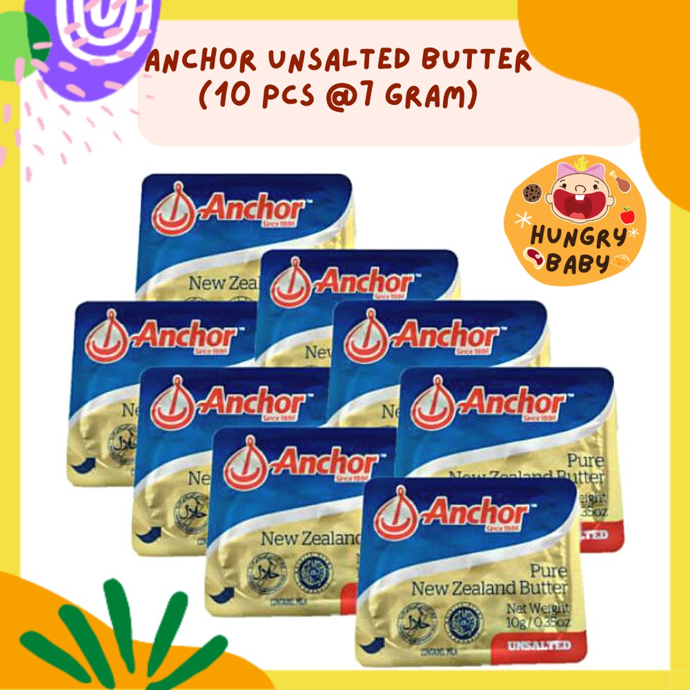 

Anchor Unsalted Butter Mini Portion 10 pack 7 g / Mentega Minidish MPASI Anak Bayi Halal