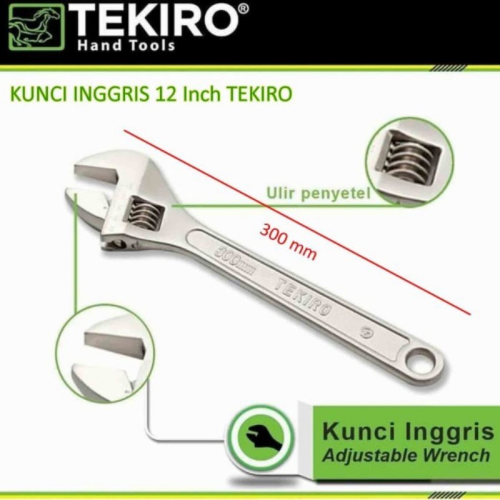 Tekiro Kunci Inggris  12&quot; 12 inch Adjustable Wrench WR-AD1962 WR AD1962