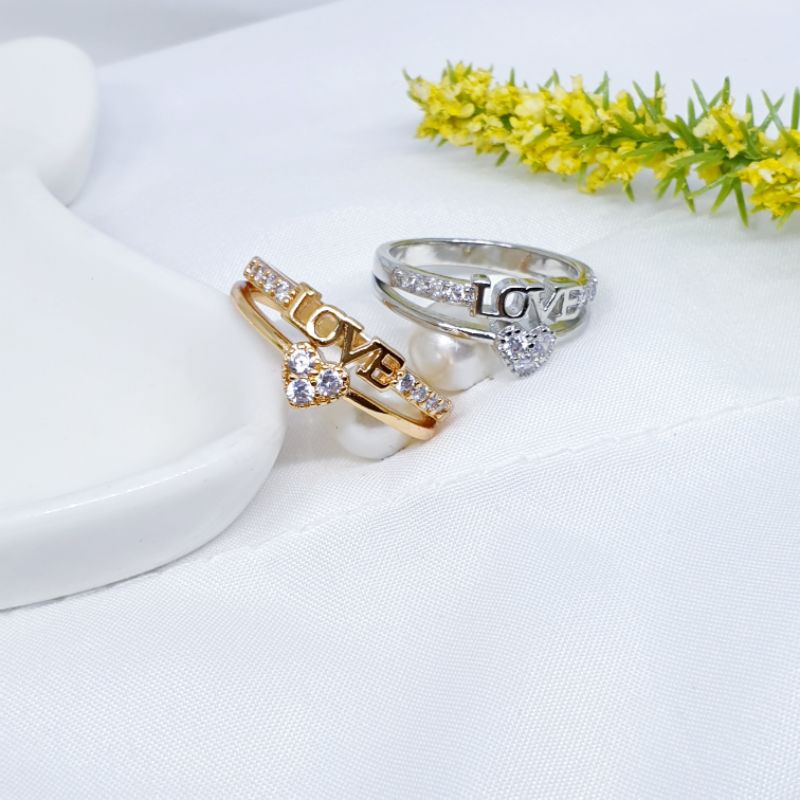 Cincin love NEW fashion permata zircon ♡JC-3♡