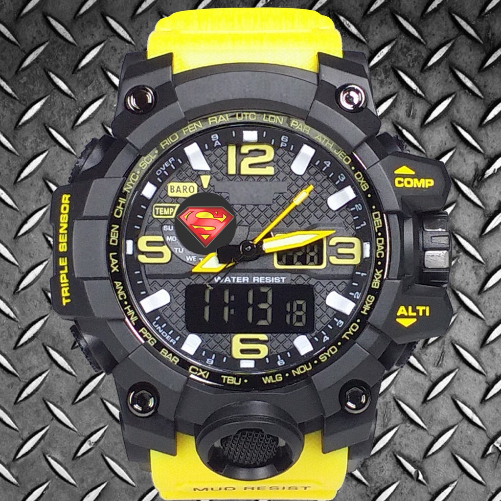 (Istimewa Bossque) Jam SUPERMAN NEW DT Tali Kuning (Exclusive)