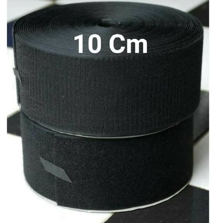 (X4M9) 1 METER VELCRO PEREPET PEREKAT MAGIC TAPE 10 CM PEREKAT BAHAN / KAIN WARNA HITAM DAN PUTIH //