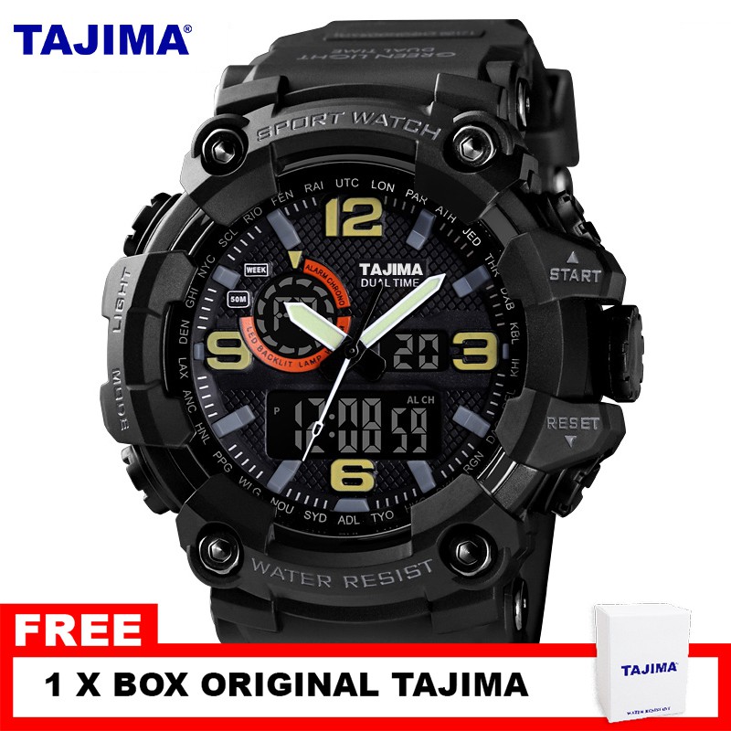 TAJIMA Jam Tangan Analog Digital TS9580 Tahan Air 50 Meter Garansi 1 Tahun