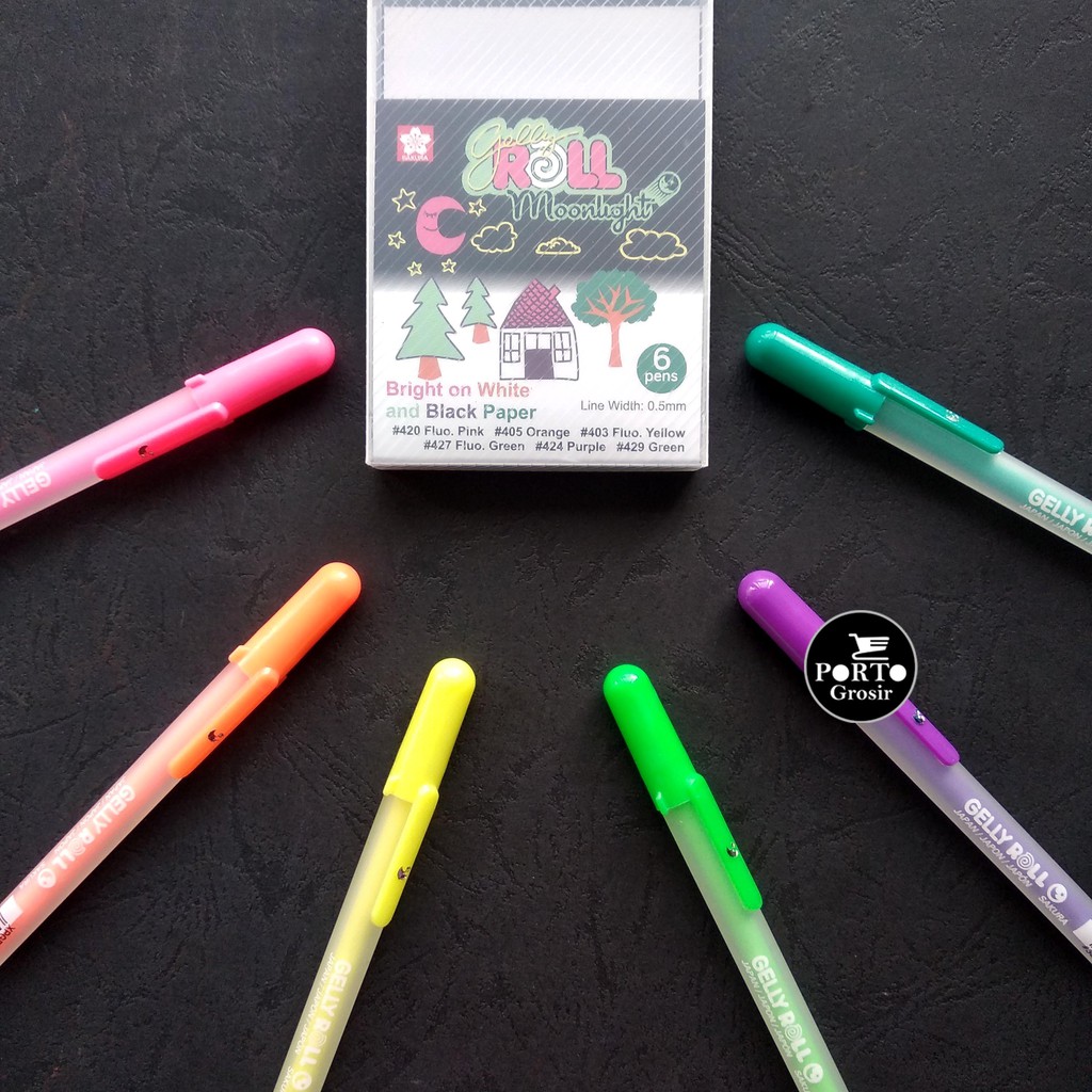 

Sakura Gelly Roll Pen Moonlight Set 6 Colors Pena Fluorescent