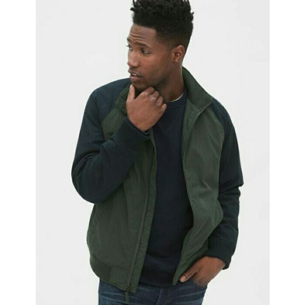 JACKET PRIA GAP HARRINGTON TWO TONE SLIM JAKET PRIA BRANDED ARMY GREEN NAVY BIGSIZE