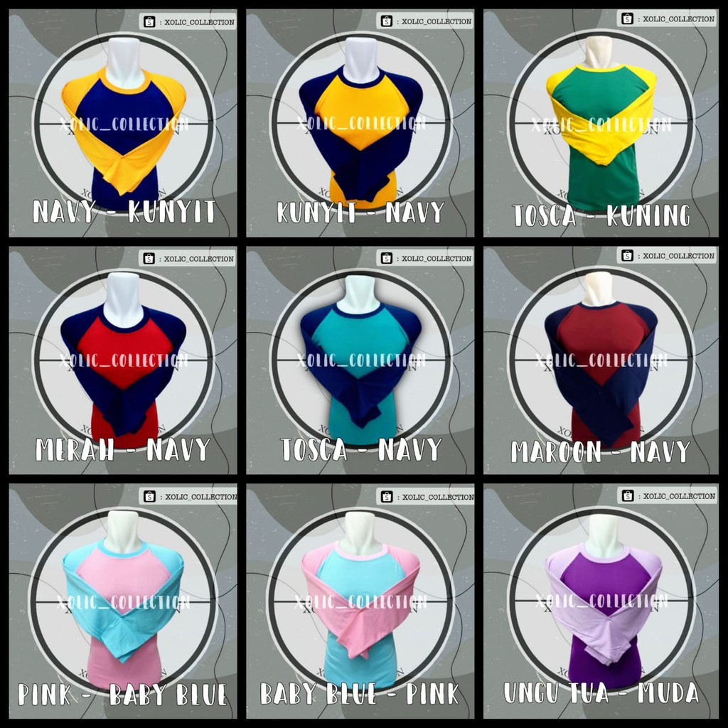 Kaos Polos Raglan - Kaos Raglan Lengan Panjang | Kaos Raglan Merah Putih | Kaos Raglan Merah Putih