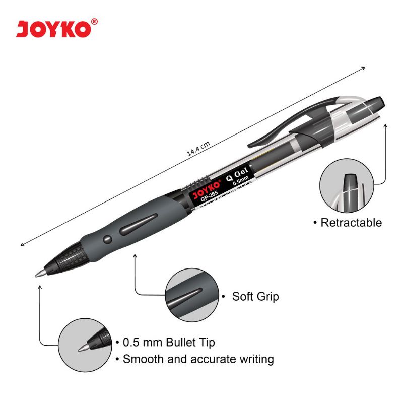 

(12pc)Gel Pen Pulpen Pena Joyko GP-265 Q Gel 0.5 mm