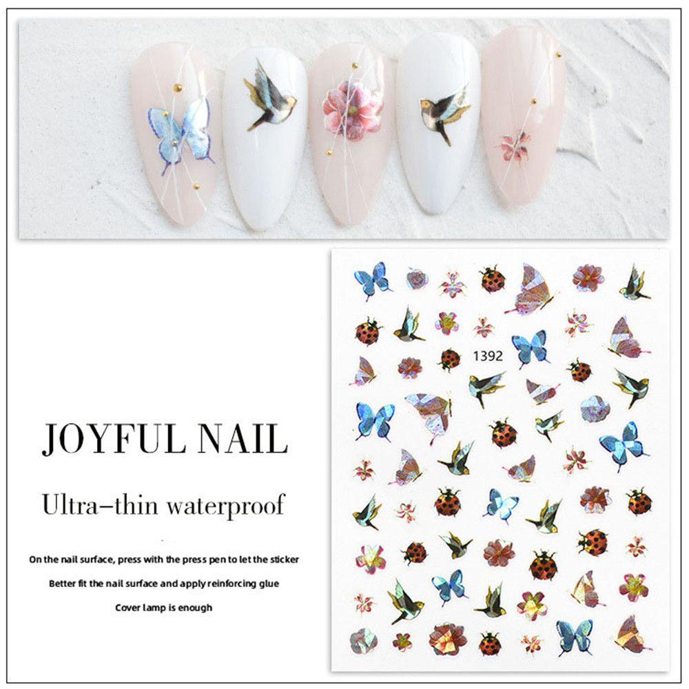 1pc Stiker Kuku Decal Laser Ultra Tipis Untuk Dekorasi Nail Art