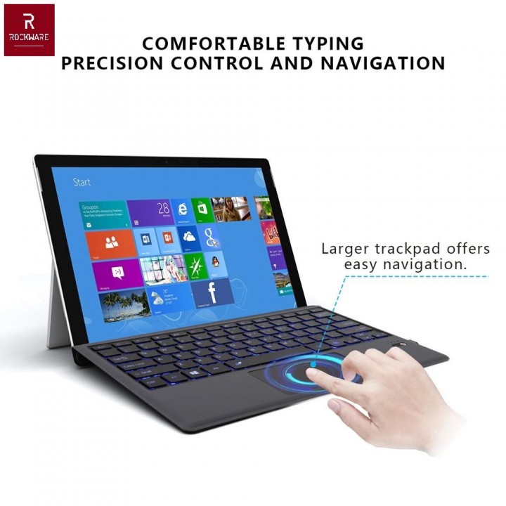 ROCKWARE RW-1087D - Bluetooth Keyboard for Surface Go and Go 2