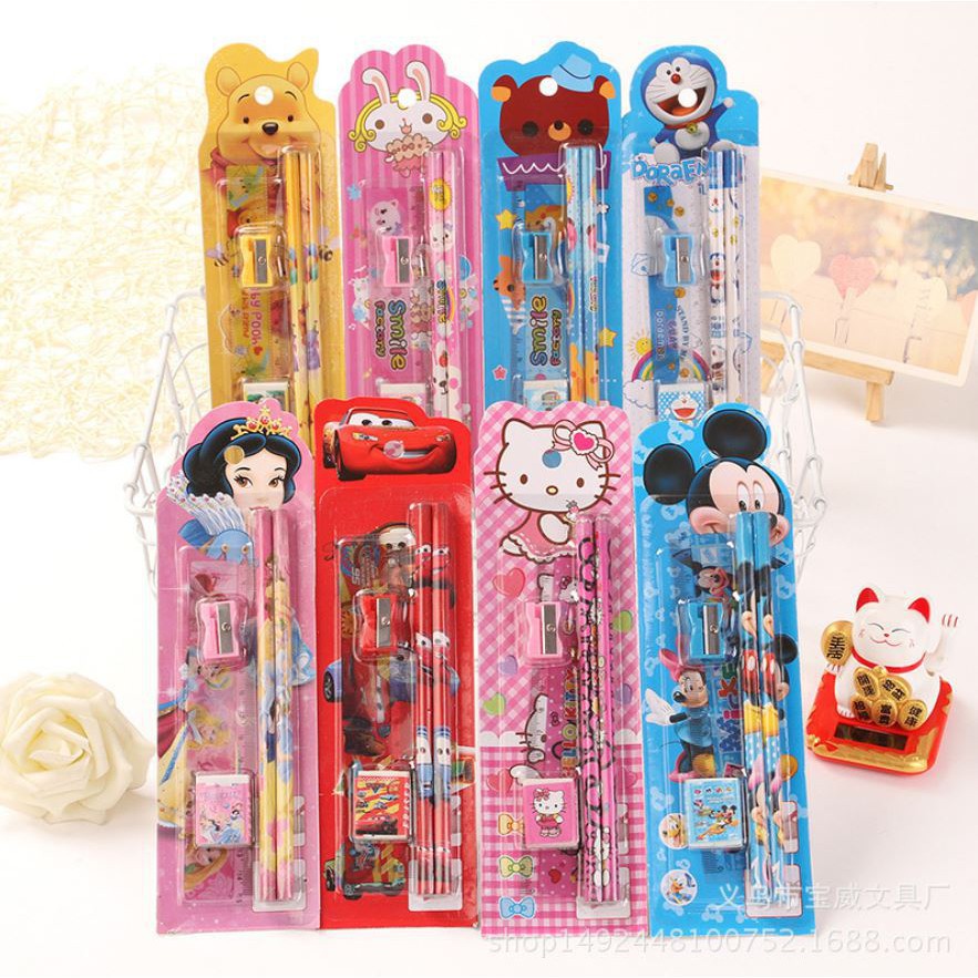 Stationery alat tulis set 5 in 1 karakter kartun souvenir pesta