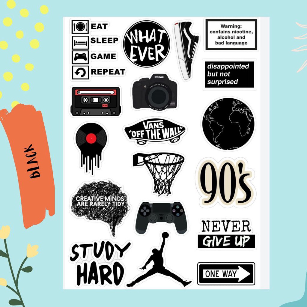 STICKER TUMBLR AESTHETIC BLACK EDITION STICKER JOURNAL BOOK