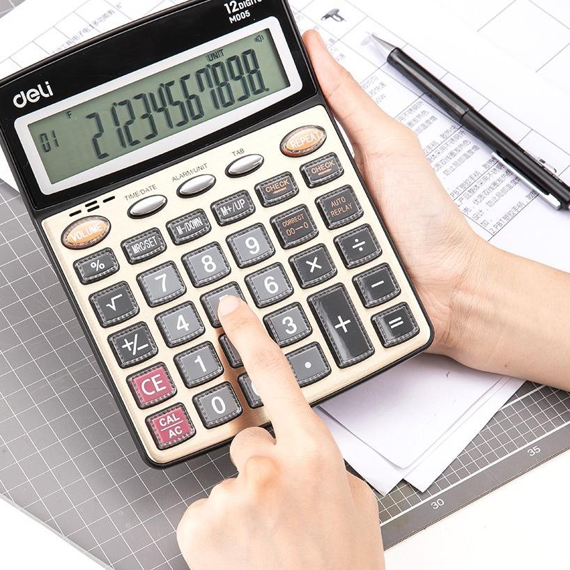 

(ypp-1272) Deli kalkulator 12 digit dengan suara bahasa Indonesia Garansi 3 tahun EM00550 .