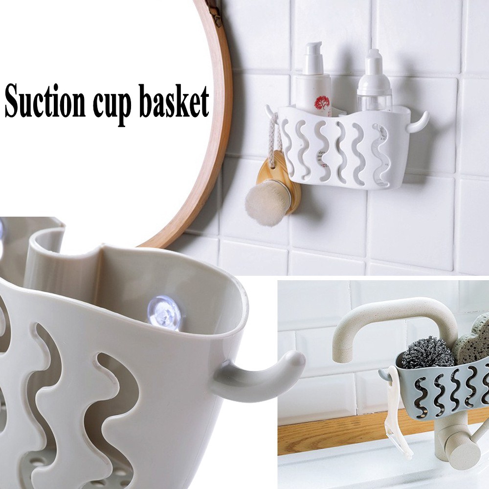 Kitchen  Sink Strainer Drain / Punch-free Suction Cup Storage Hanging Basket / Dish Cloths Rack / Vegetable Fruit Drainer Filter Shelf