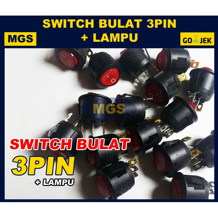 10Pcs Switch Bulat 3 Pin Lampu KCD 1-5